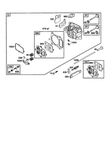 Head-Cylinder Diagram and Parts List for 120600-120699 0100-0110-0111 Briggs and Stratton Engine